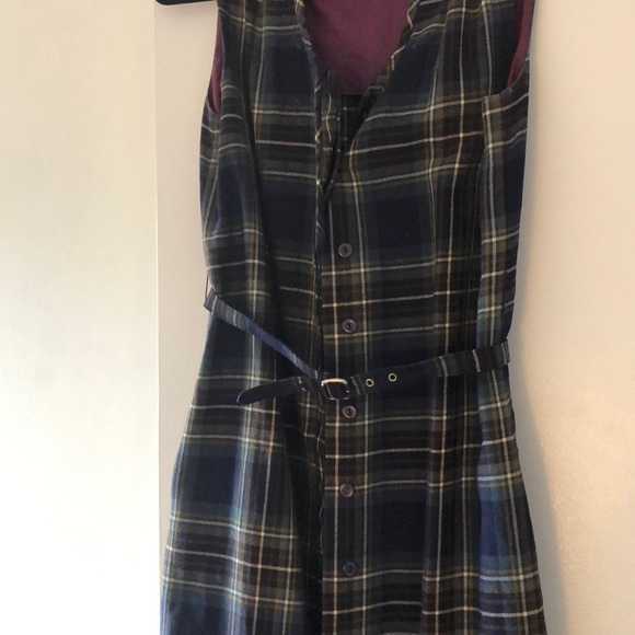 Vintage wool check dress / long vest - Picture 2 of 2
